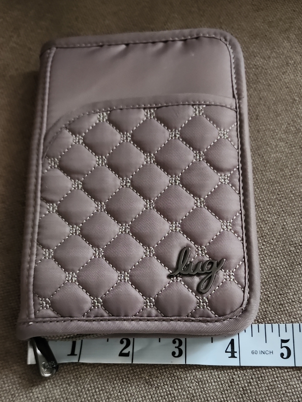 lug Pilot Quilted Zip Wallet in Sand Taupe